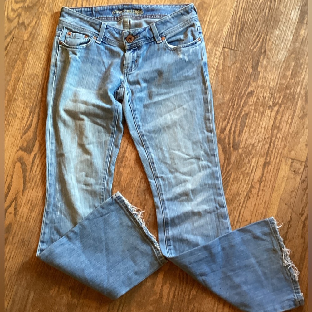 🦅 AMERICAN EAGLE Low Rise PERFECTLY DISTRESSED  Artist Jeans Sz 4